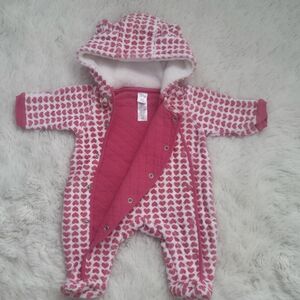 Cozy Pink Heart Baby Newborn Jumpsuit